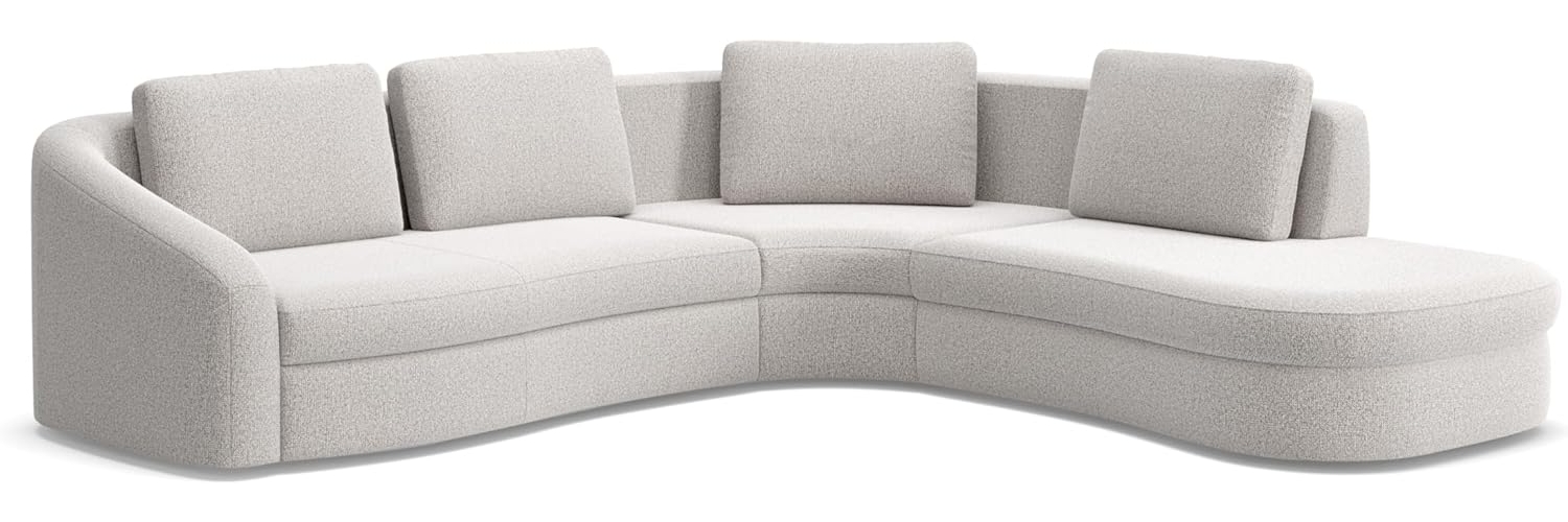 Cavadore Ecksofa Jawa / Bodennahe Eckcouch mit Sofa 2,5-sitzig und Trapezecke rechtwinklig (90 Grad) / 303 x 88 x 274 / Chenille, Naturweiß Bild 1