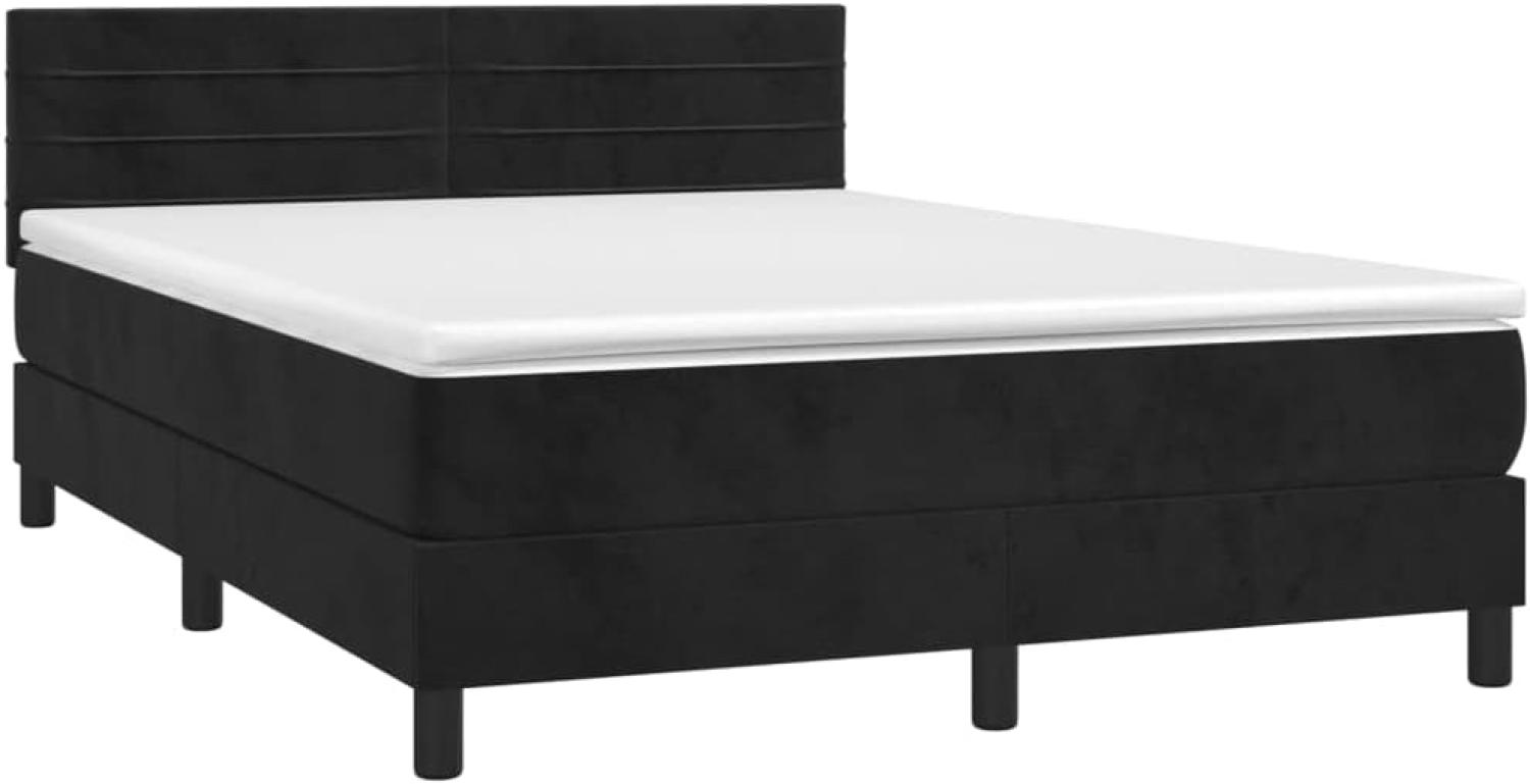 vidaXL Boxspringbett mit Matratze & LED Schwarz 140x190 cm Samt 3134461 Bild 1