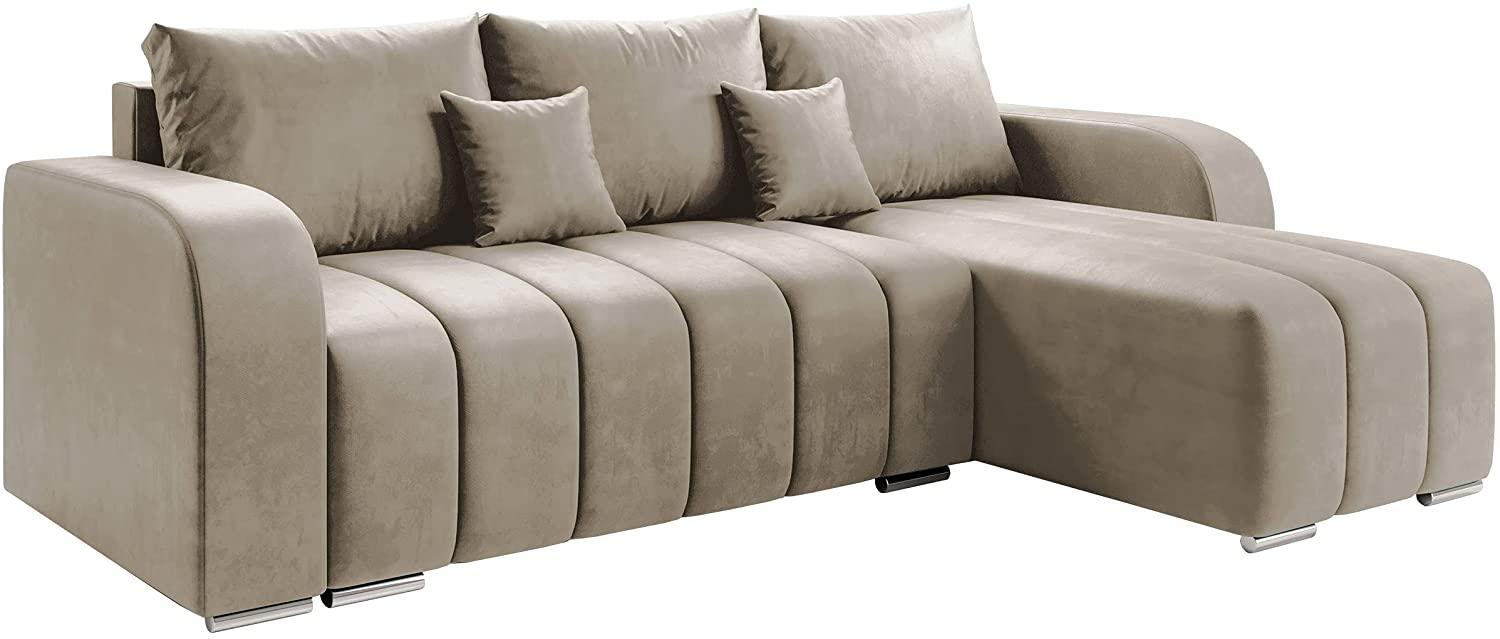 Ecksofa Kojos, Manila 02 Samt beige, mit Schlaffunktion, beidseitig montierbar Bild 1