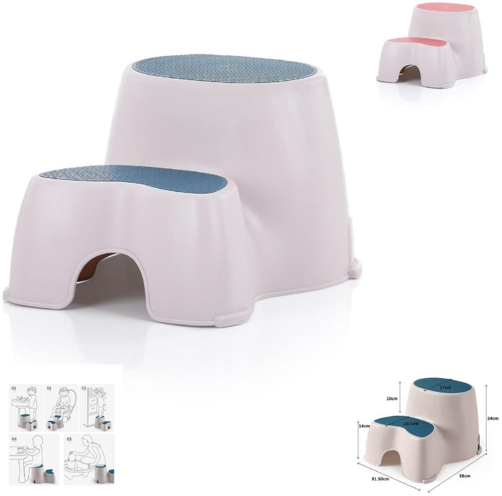 Chipolino Tritthocker BabyUp2, Stuhl Badhocker zweistufig rutschfest beschichtet blau Bild 1