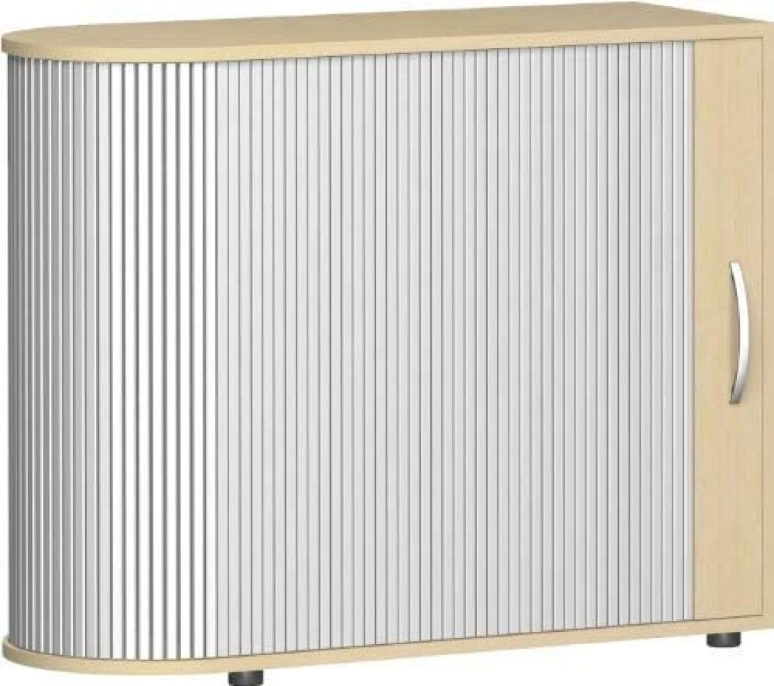 Querrollladenschrank abgerundet mit Standfüßen, 100x40x83cm, Silber Ahorn Bild 1