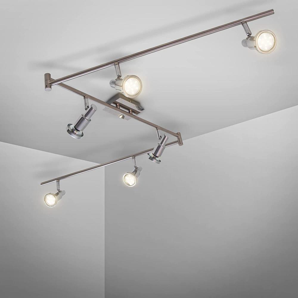 B.K.Licht Deckenleuchte moderne LED Deckenlampe 6-flammig 180cm Metall matt-nickel - BKL1207, LED wechselbar Bild 1