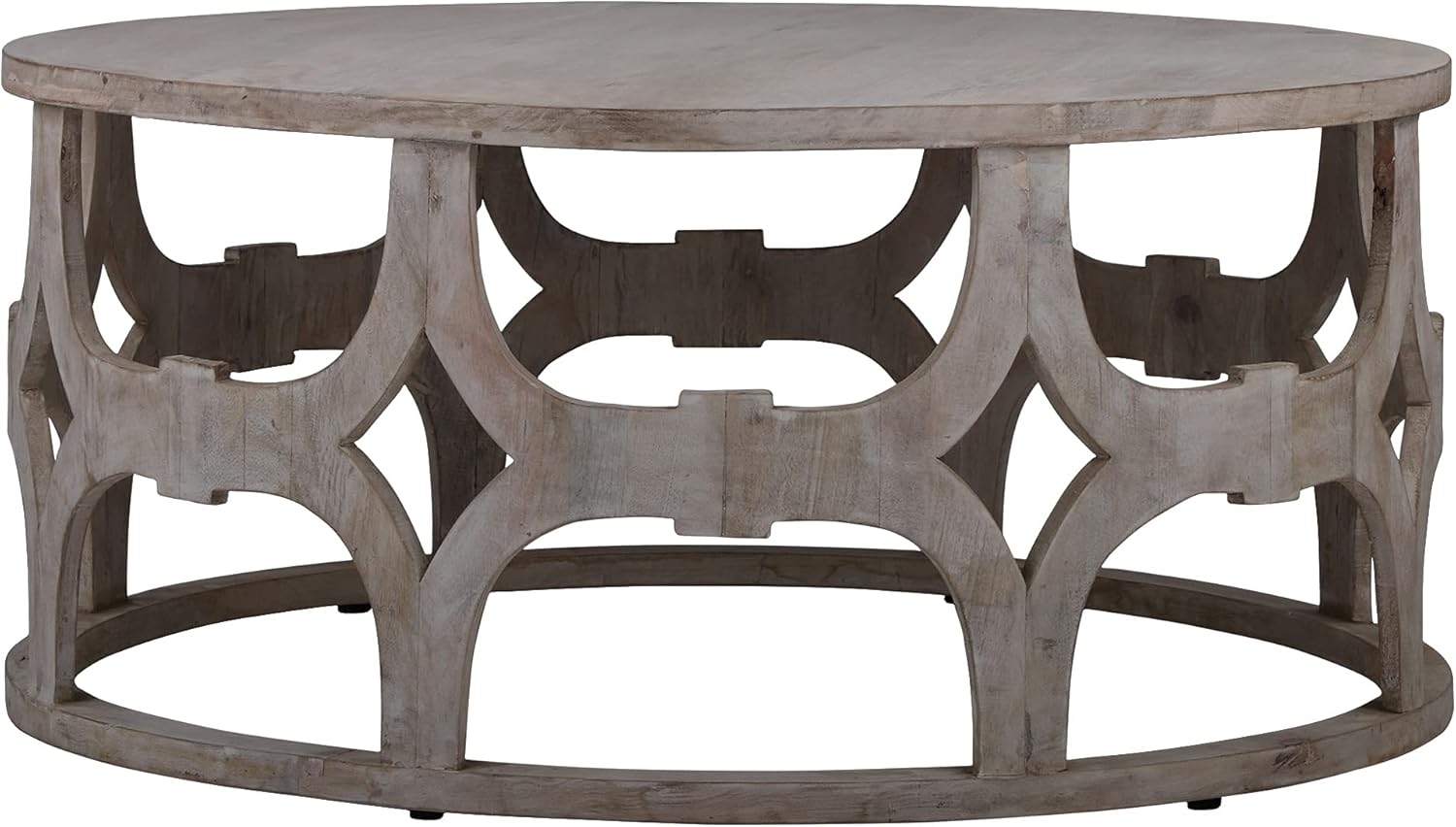 WOMO-DESIGN Couchtisch Ø 100x45 cm rund, Natur, Unikat, handgefertigt aus Massivholz Mangoholz, Moderne Holzoptik, Vintage Design, Sofatisch Kaffeetisch Wohnzimmertisch Beistelltisch Holztisch Bild 1