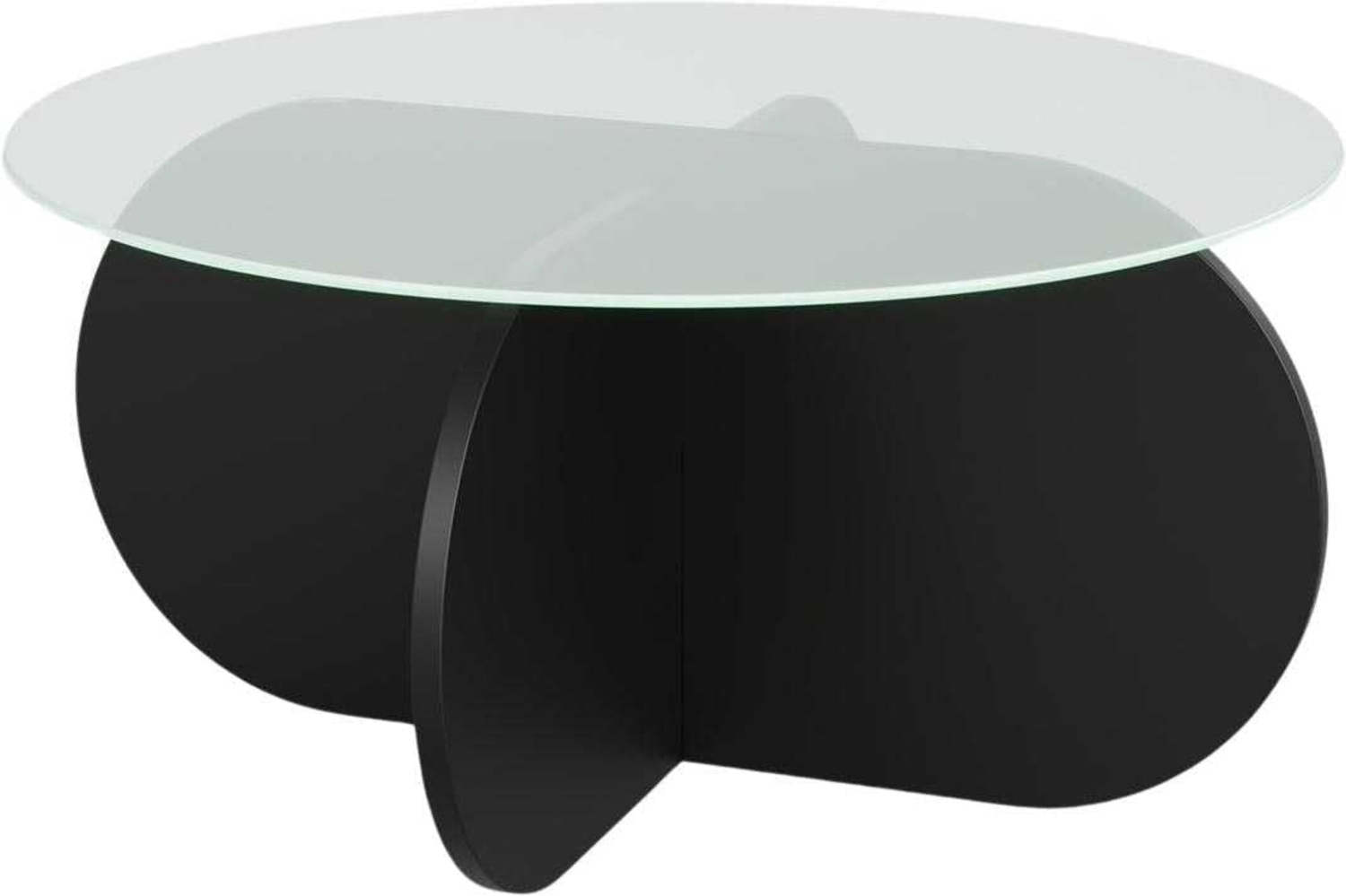 Hanah Home Stylish Black Coffee Table, 75 x 75 x 35 cm | 100% Tempered Glass Top, 100% Melamine Coated Particle Board Frame | Durable PVC Strapping, Modern Design Bild 1