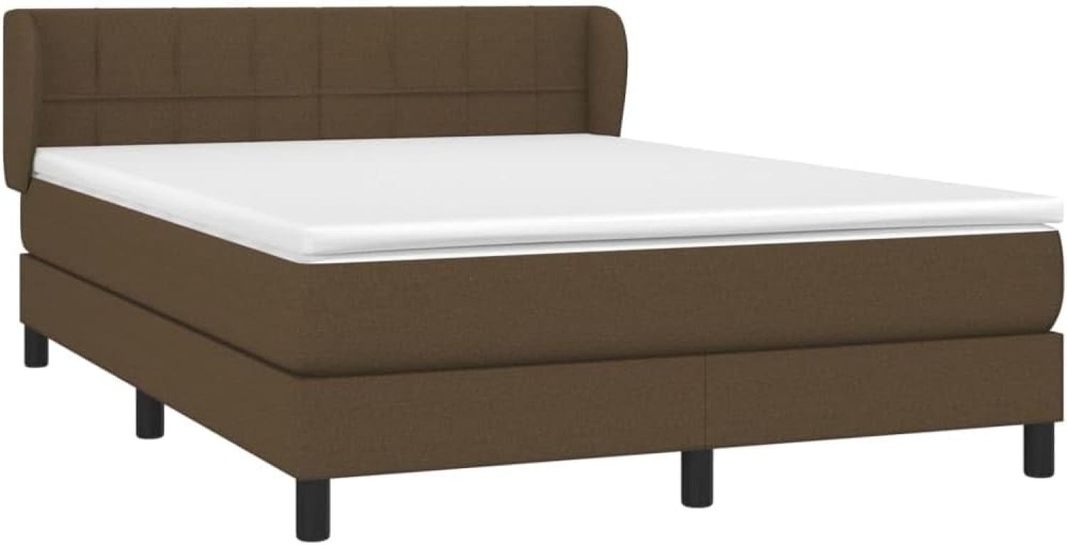 vidaXL Boxspringbett mit Matratze Dunkelbraun 140x190 cm Stoff, Härtegrad: H2 [3126240] Bild 1