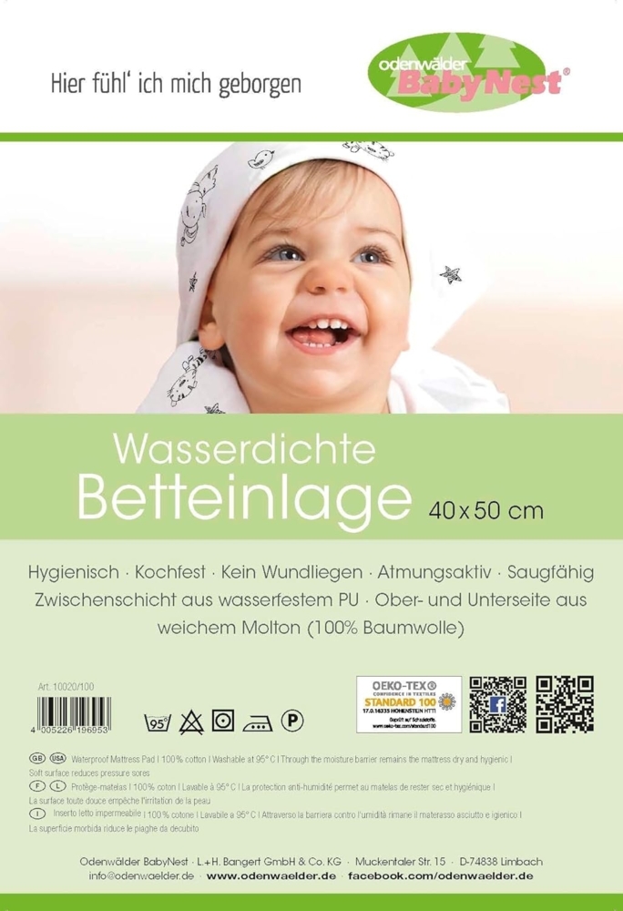 Odenwälder 10020 - 40/50 cm Wasserdichte Betteinlage weiss Modell 2012/13 Bild 1