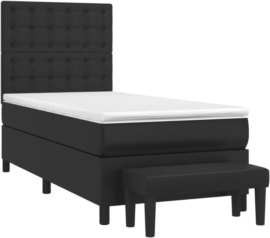 vidaXL Boxspringbett mit Matratze Schwarz 90x200 cm Kunstleder 3137641 Bild 1