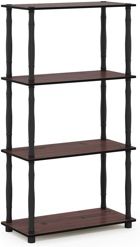 Furinno 4-Ebenen Mehrzweck-Regal mit klassischen Röhren, holz, Dunkle Kirsche/Schwarz, 29. 46x59. 94x109. 86 cm Bild 1