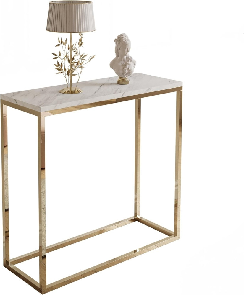 Lookway Konsolentisch MODERN LEVANTO mit goldfarbenem, verchromtem Gestell (1x Konsole), Breite 80/100 cm Bild 1