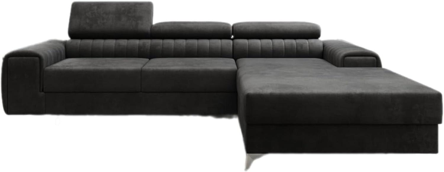 Designer Sofa Melinda mit Schlaf- und Klappfunktion Samt Anthrazit Rechts Bild 1