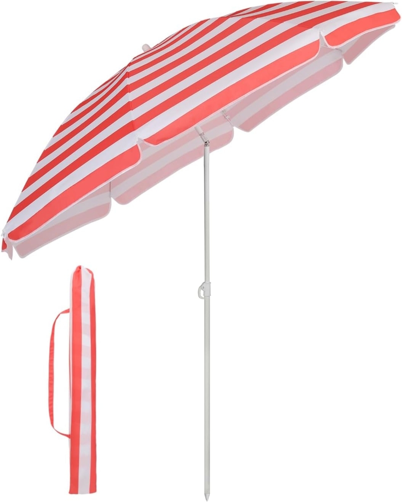 Sekey 160 cm Sonnenschirm Strand mit Schutzhülle für Balkon Garten & Terrasse Neigungswinkel und Höhe verstellbar, Rund Bild 1