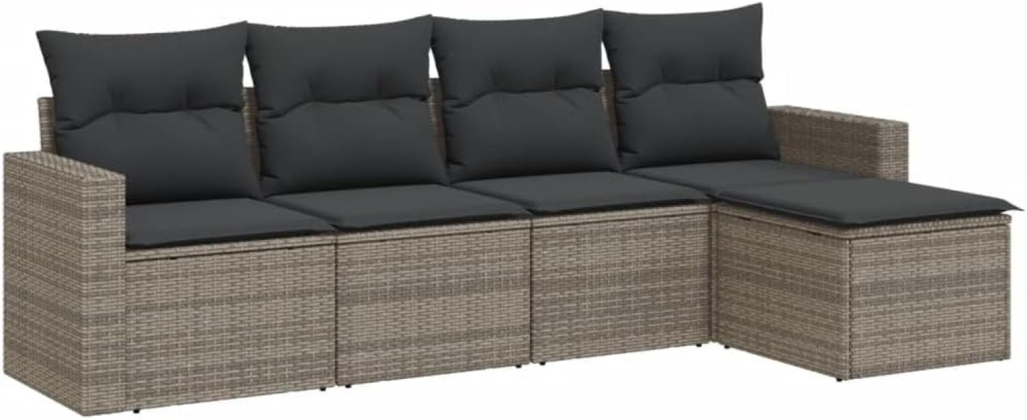 vidaXL 5-tlg. Garten-Sofagarnitur mit Kissen Grau Poly Rattan 3251227 Bild 1