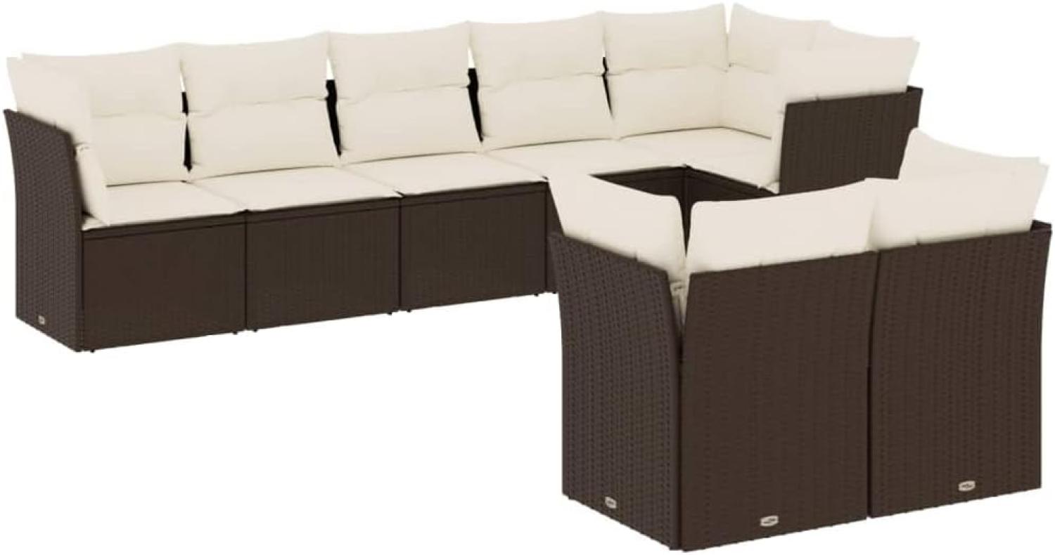 vidaXL 8-tlg. Garten-Sofagarnitur mit Kissen Braun Poly Rattan 3249752 Bild 1