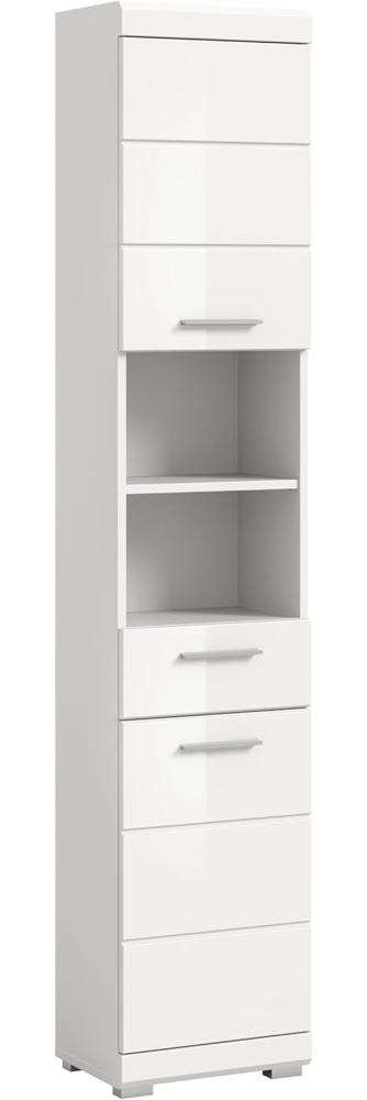 furnling Hochschrank Scott 2 Türen, 2 offene Fächer, Badezimmermöbel, Badschrank, Bad Hochschrank Bild 1