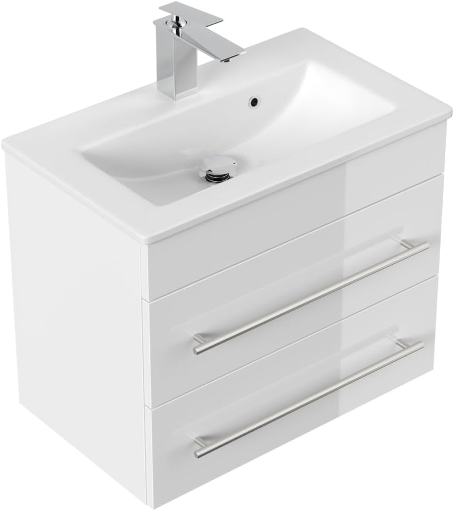 Badmöbel Mars 600 SlimLine SoftClose weiss hochglanz : Weiss hochglanz Bild 1