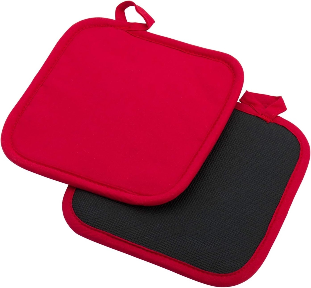 Topflappen "Neopren" 2er-Set 20 x 20 cm, rot/schwarz Bild 1