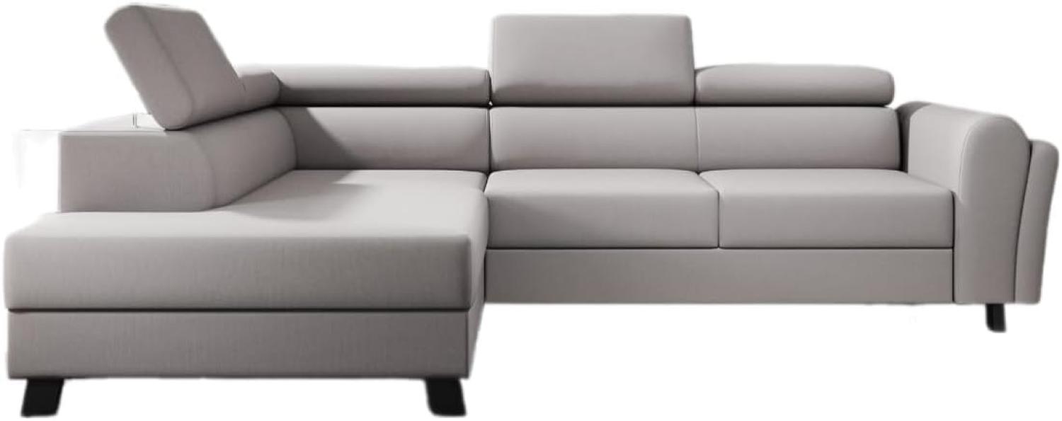 Designer Sofa Kira mit Schlaf- und Klappfunktion Stoff Beige Links Bild 1