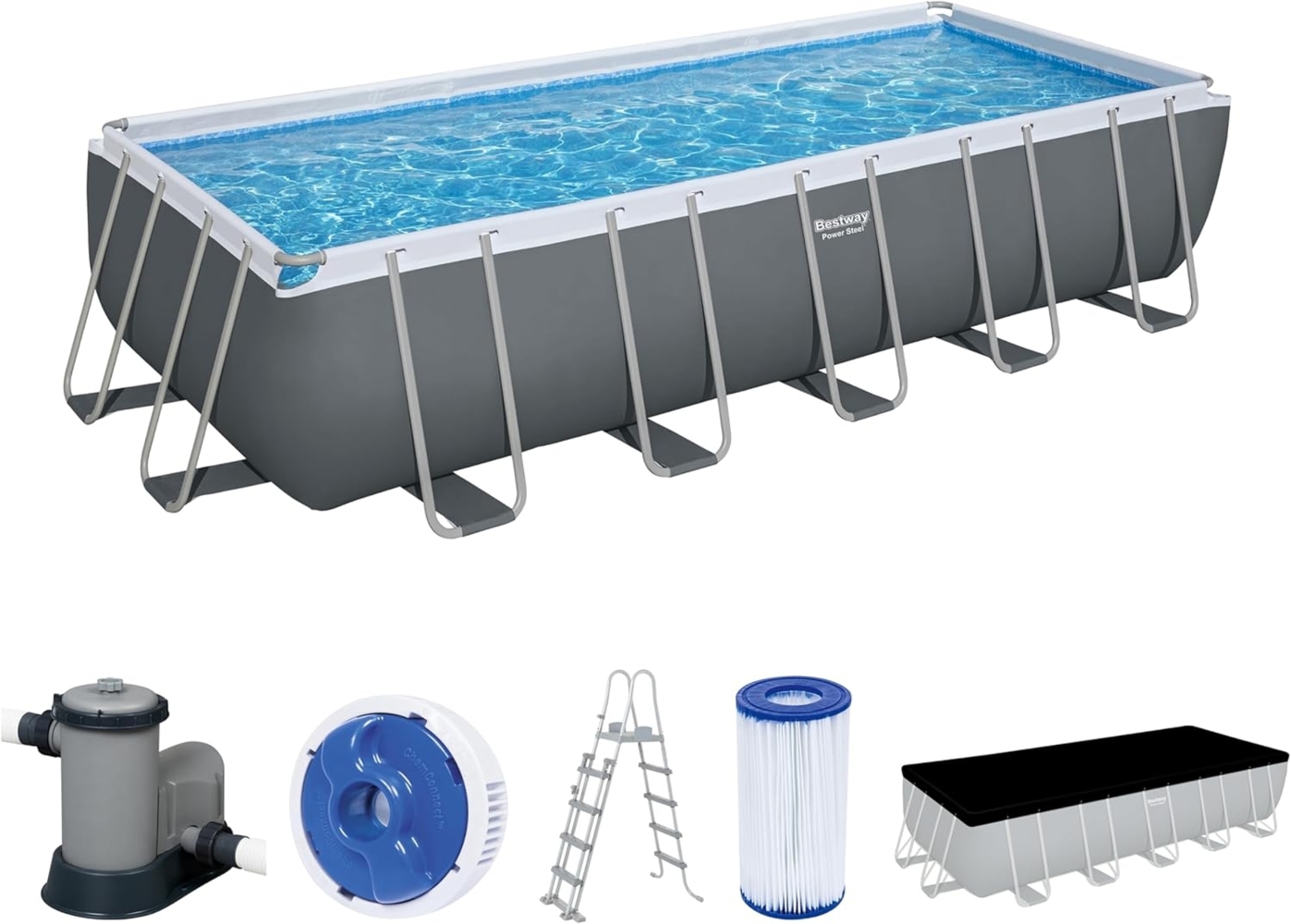 Power Steel™ Frame Pool, Grau, 640 x 274 x 132 cm Bild 1