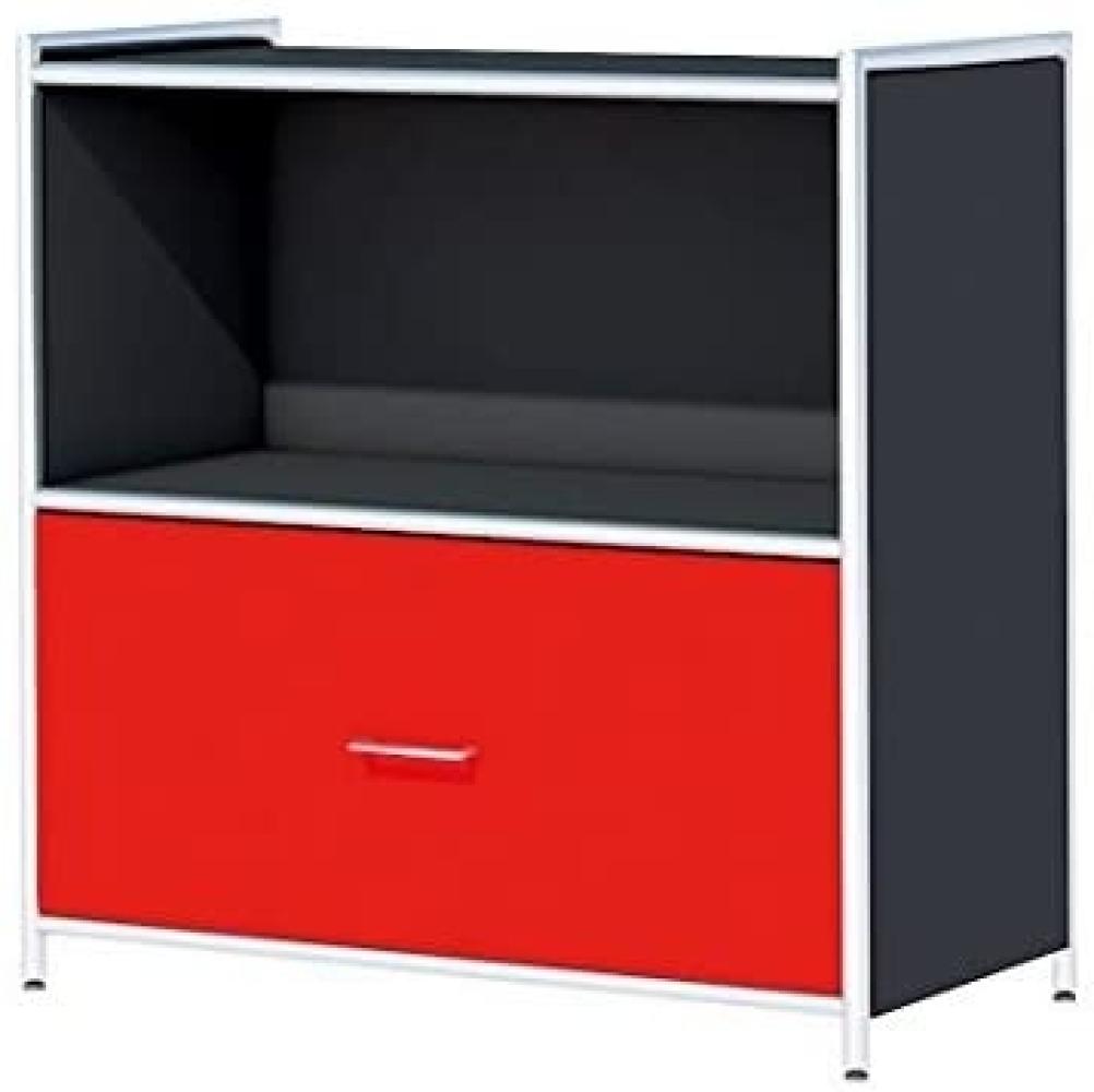 Sideboard mit Schubfach Artline, 80x38x78cm, Anthrazit / Rot Bild 1