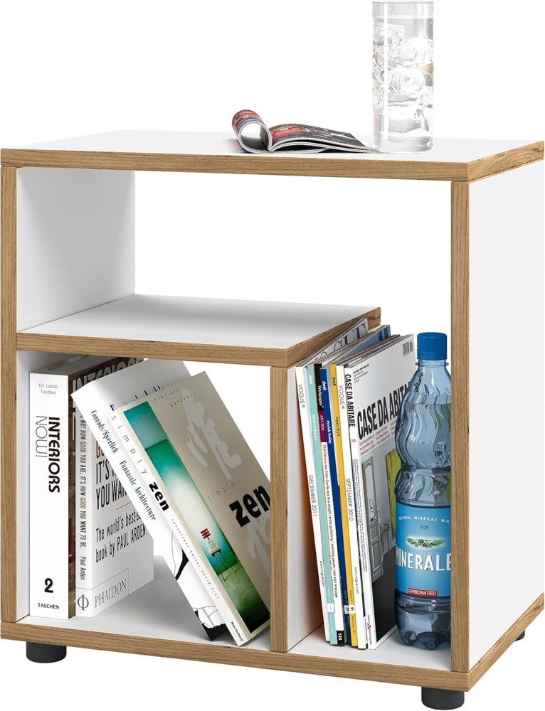 VCM Beistelltisch & Couchtisch Zeito 920787 Weiß / Honig-Eiche H. 55 x B. 50 x T. 30 cm Bild 1