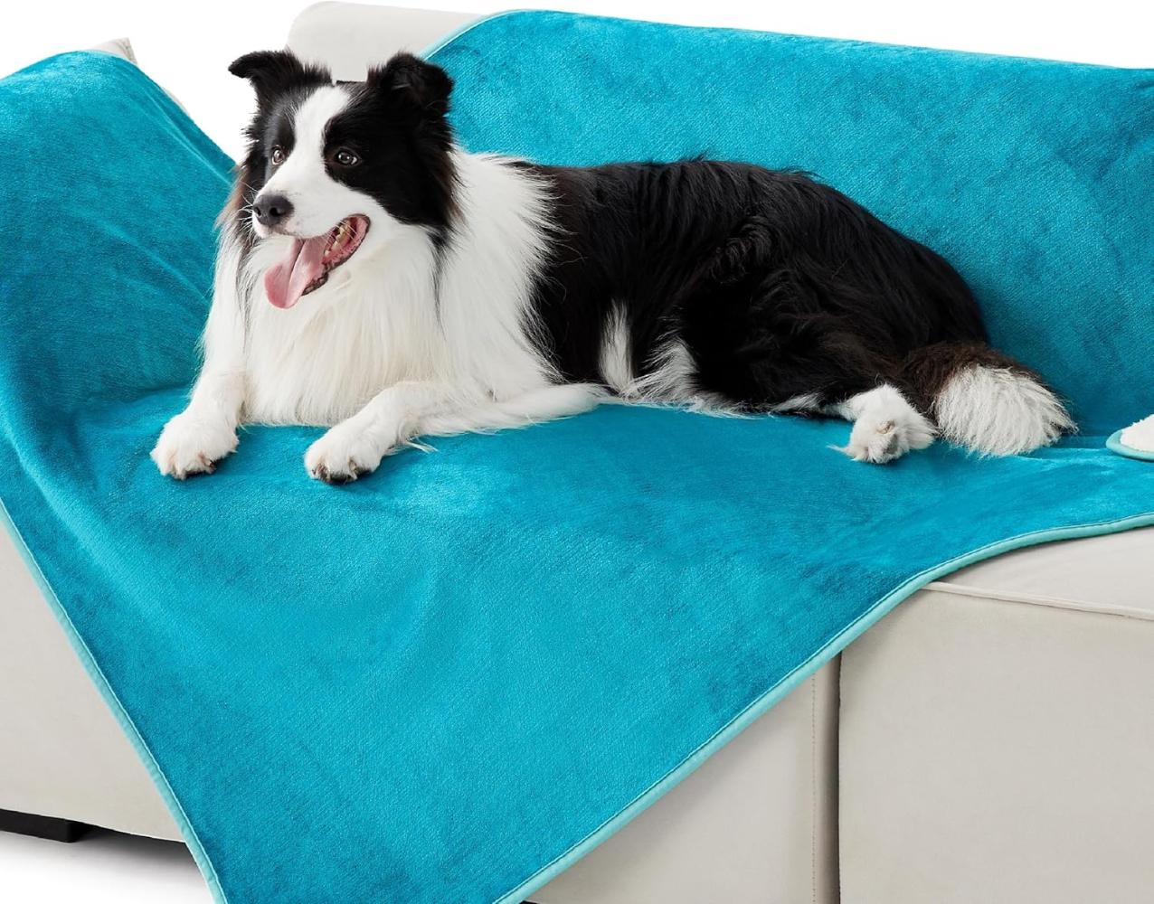 Lesure wasserdichte Hundedecke Grosse Hunde - 152x127cm Outdoor Hundedecke waschbar, Hundedecke Sofaschutz aus Sherpa Fleece, Katzendecke flauschig und weich, Blaugrün Bild 1