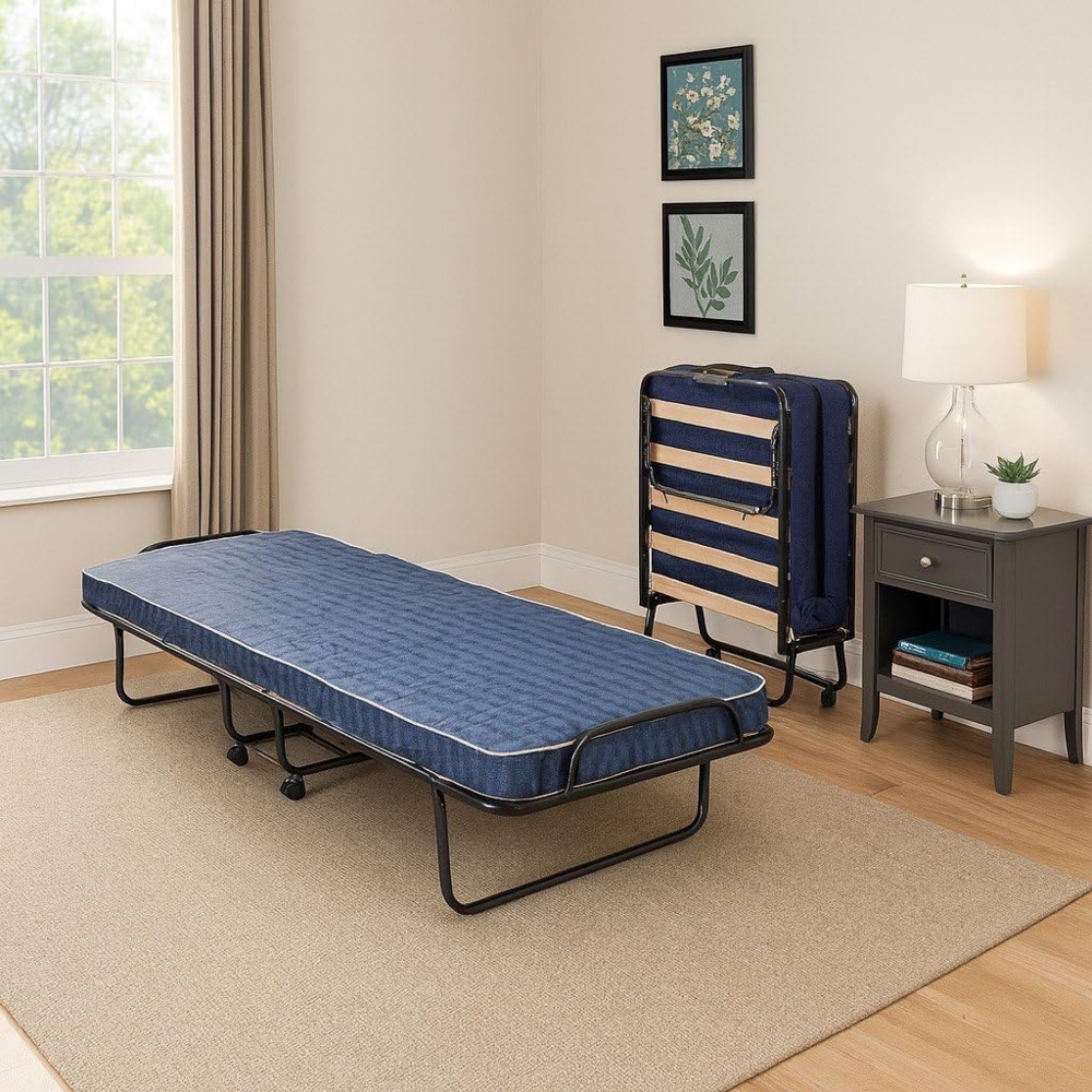 Dmora Klappbett mit Lattenrost und Matratze, Maße 190 x 80 x 30 cm Bild 1