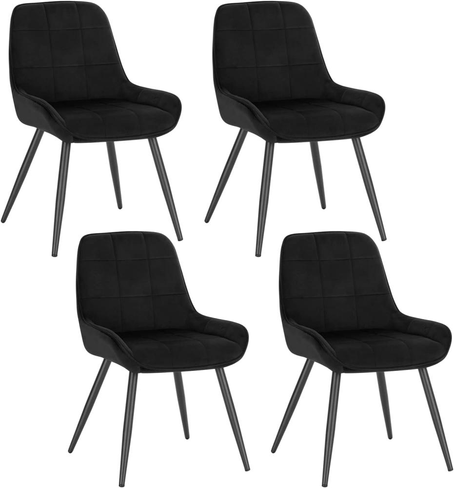 WOLTU Esszimmerstühle 4er Set, Polsterstuhl Samt, Küchenstuhl gepolstert, Akzentstuhl für Wohnzimmer Schlafzimmer Küche, ergonomischer Stuhl mit Rückenlehne, Schwarz, BH331sz-4 Bild 1