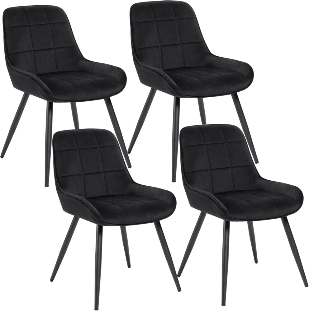 WOLTU Esszimmerstühle 4er Set, Polsterstuhl Samt, Küchenstuhl gepolstert, Akzentstuhl für Wohnzimmer Schlafzimmer Küche, ergonomischer Stuhl mit Rückenlehne, Schwarz, BH331sz-4 Bild 1