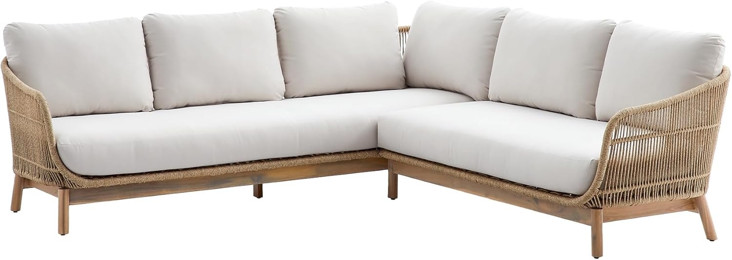riess-ambiente Sitzgruppe BALI ROPE 235cm beige/ natur · Gartensofa aus Akazienholz inkl. Kissen, (Einzelartikel, 1-tlg), Rope-Design · wetterfest · Terrassengruppe · Balkonsofa · Ecklounge Bild 1