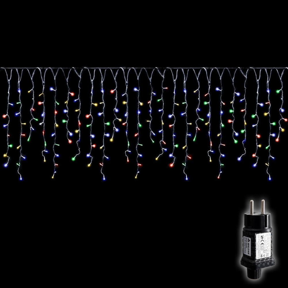 SALCAR LED Eisregen Lichterkette Außen, 10m 400er LED Lichtervorhang Innen Weihnachten mit 8 Modi, Timer und Memory-Funktion, Wasserdicht Weihnachtsbeleuchtung Außen für Pavillon Balkon, Bunt Bild 1