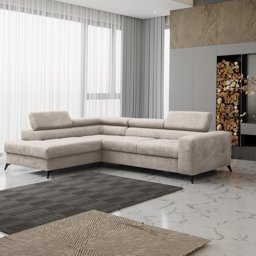 Ecksofa Schlafsofa AMADEO Stoff Anafi Creme Ottomane Links Bild 1