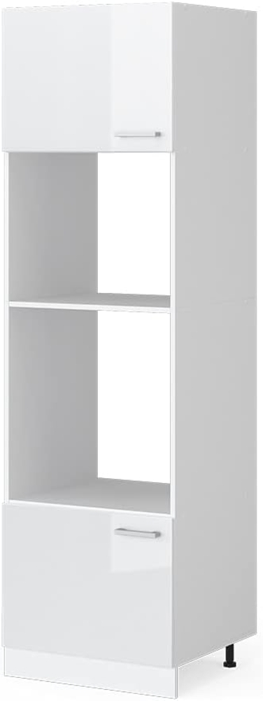 Hochschrank R-Line Weiß Hochglanz 60 cm mit offenen Regalen, und Türen Vicco Bild 1