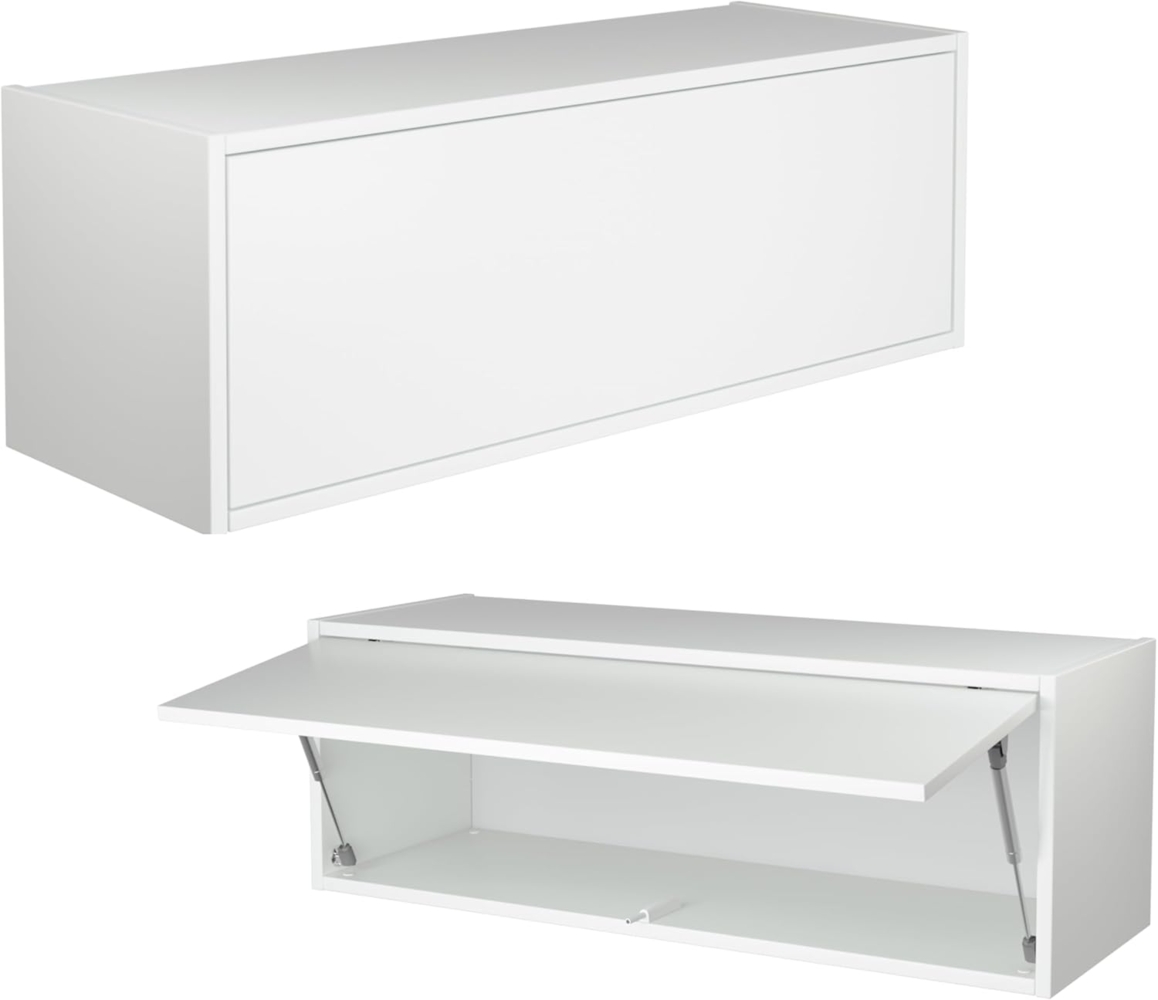 Hängeschrank Schrank 100 x 35 x 35 cm Küchen-Klapphängeschrank für Bad, Flur, Wohnzimmer Wandschrank (Weiß) Bild 1