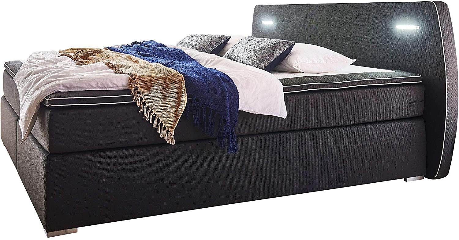 Atlantic Home Collection REX140-LED04 Boxspringbett inklusive LED Beleuchtung und Topper, Schwarz, 140 x 200 cm Bild 1