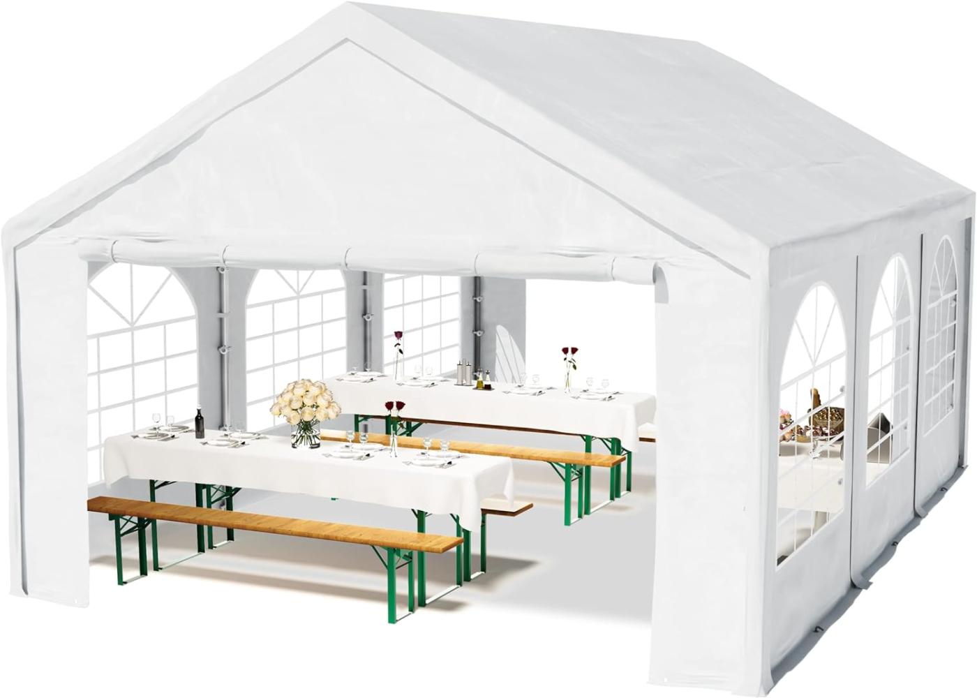 Hochwertiges Partyzelt 4x6 m Pavillon Zelt PE Plane 450 N Gartenzelt Festzelt Wasserdicht weiß Bild 1