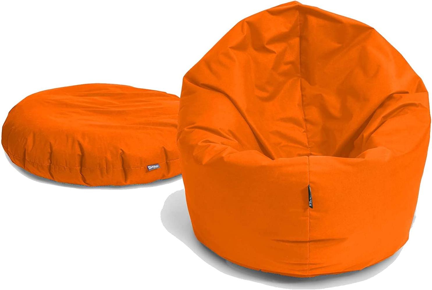 BubiBag Sitzsack für Erwachsene -Indoor Outdoor XL Sitzsäcke, Sitzkissen oder als Gaming Sitzsack, geliefert mit Füllung (125 cm Durchmesser, Neonorange) Bild 1