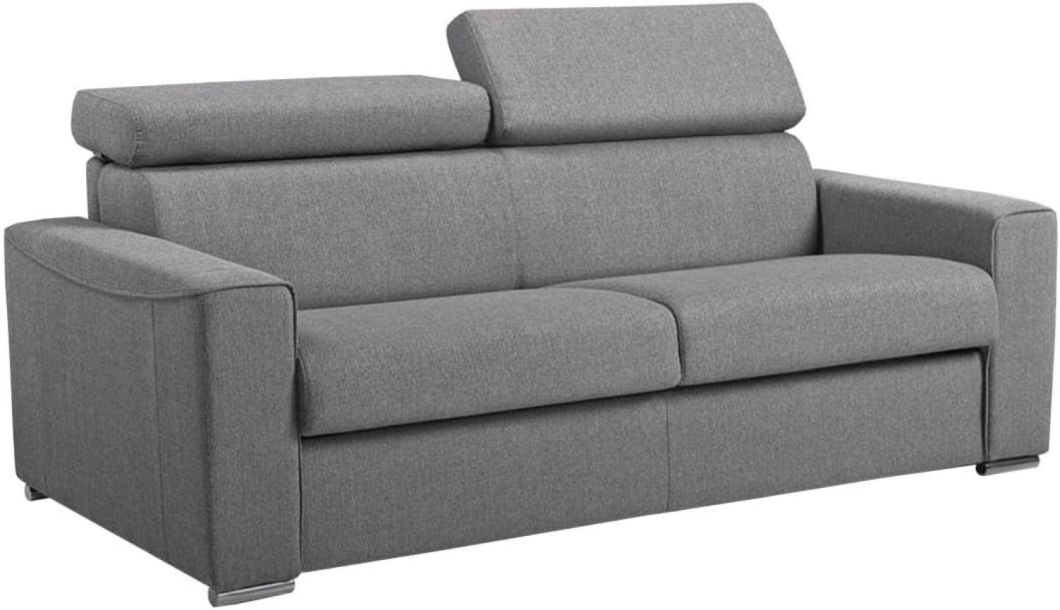 Schlafsofa 3-Sitzer Stoff VIZIR - Grau - Liegefläche: 140 cm - Matratzenhöhe: 18 cm Bild 1