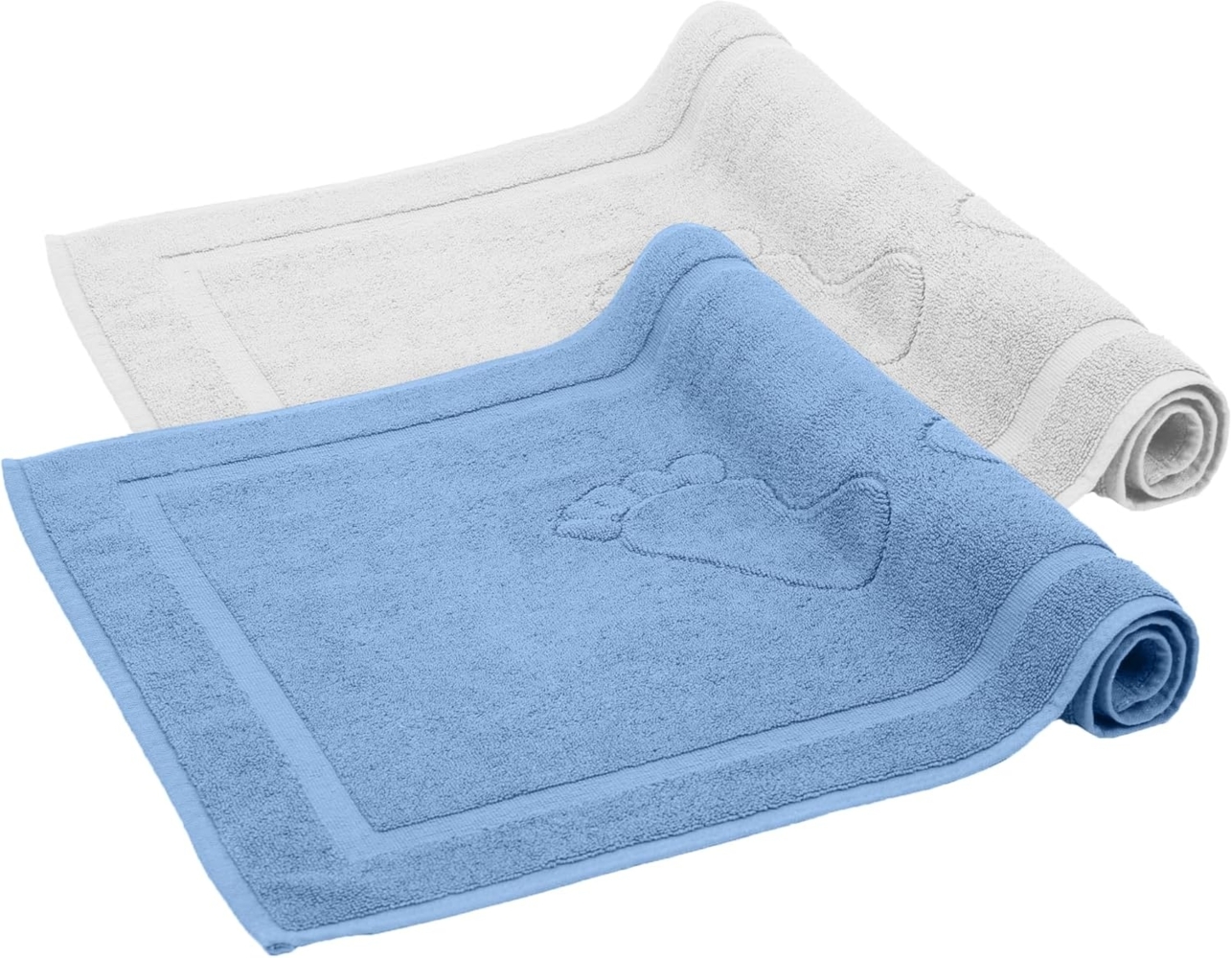 Komfortec Badematte Badvorleger aus 100% Baumwolle, Waschbar Duschmatte, Frottee, Rechteckig, 800 g/m², 2er Set, Saugfähig & Schnelltrocknend Bild 1