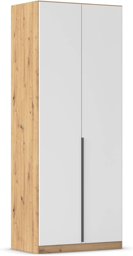 Rauch Möbel Alabama, Kleiderschrank, Garderobenschrank, 2-türig, Zubehör Premium, 1 Kleiderstange, 3 Einlegeböden, Schubladeneinsatz, Farbe Weiß/Eiche Artisan, Holz, Griff Grau metallic, 91 x 229 x 54 cm Bild 1
