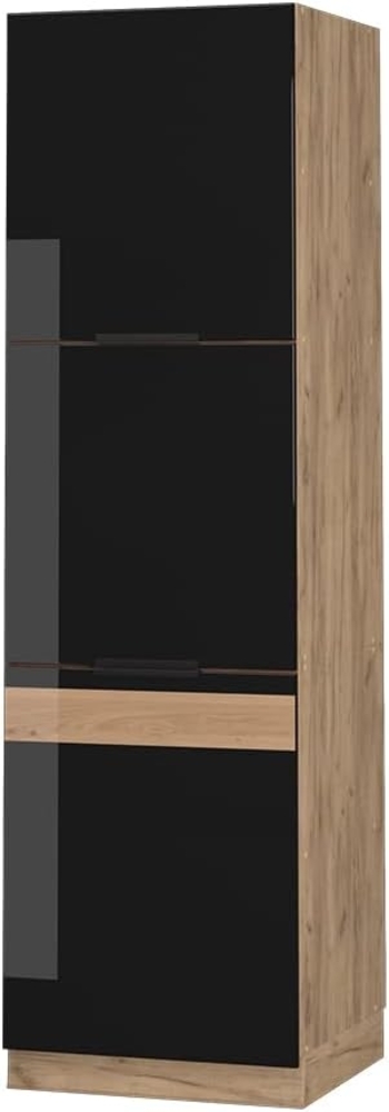 Herdumbauschrank Fame-Line Schwarz Eiche hochglanz 60 cm Vicco Bild 1