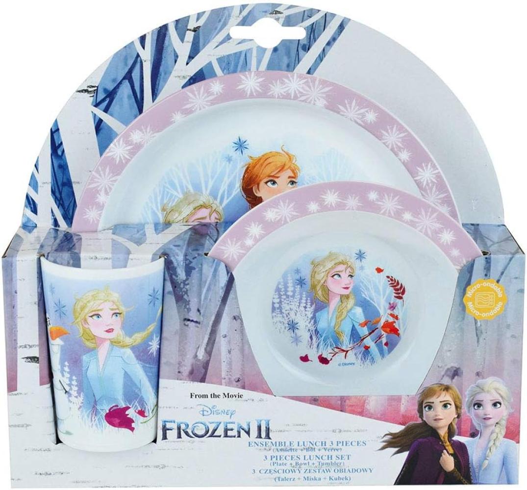 Kinder-Geschirr Set Disney Eiskönigin Frozen 2 Mädchen weiß-rosa 3-teilig Bild 1