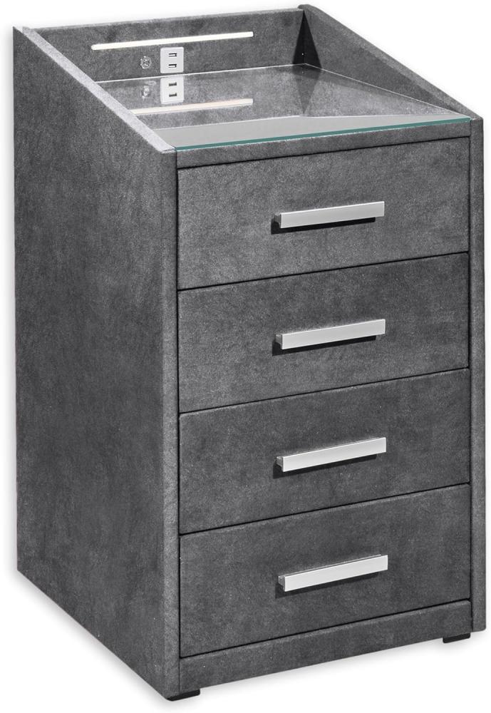 Stella Trading KALLISTO Nachttisch Boxspringbett, Anthrazit - Funktionaler Nachtschrank mit USB-Anschluss und LED-Beleuchtung - 47 x 76 x 46 cm (B/H/T) Bild 1