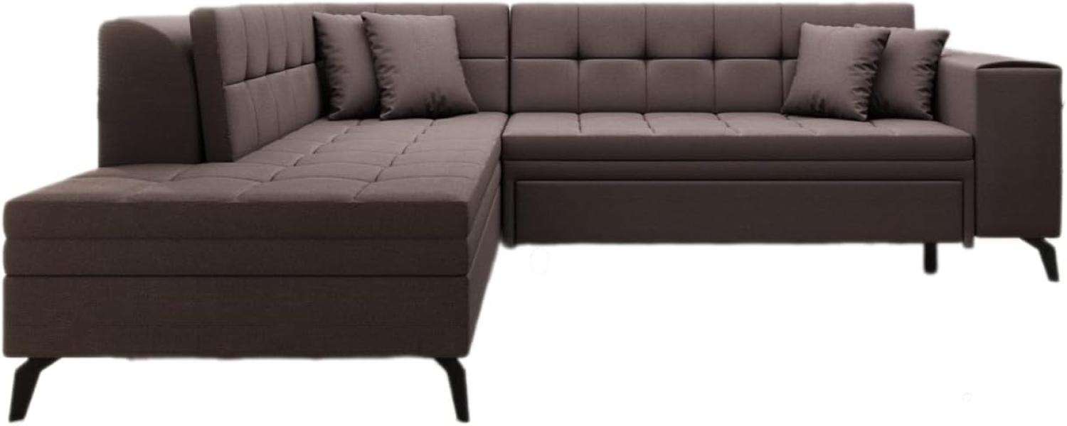 Designer Sofa Lania mit Schlaffunktion Stoff Dunkelbraun Links Bild 1