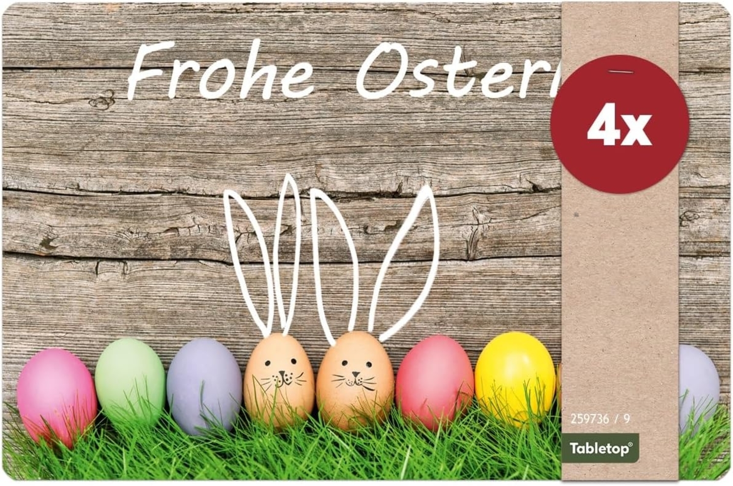 matches21 HOME & HOBBY Platzset Abwaschbare Tischsets 4er Set Frohe Ostern Osterhasen, (4-St), Platzsets als Tisch-Untersetzer und Tisch-Deko für Esstisch Teller Bild 1