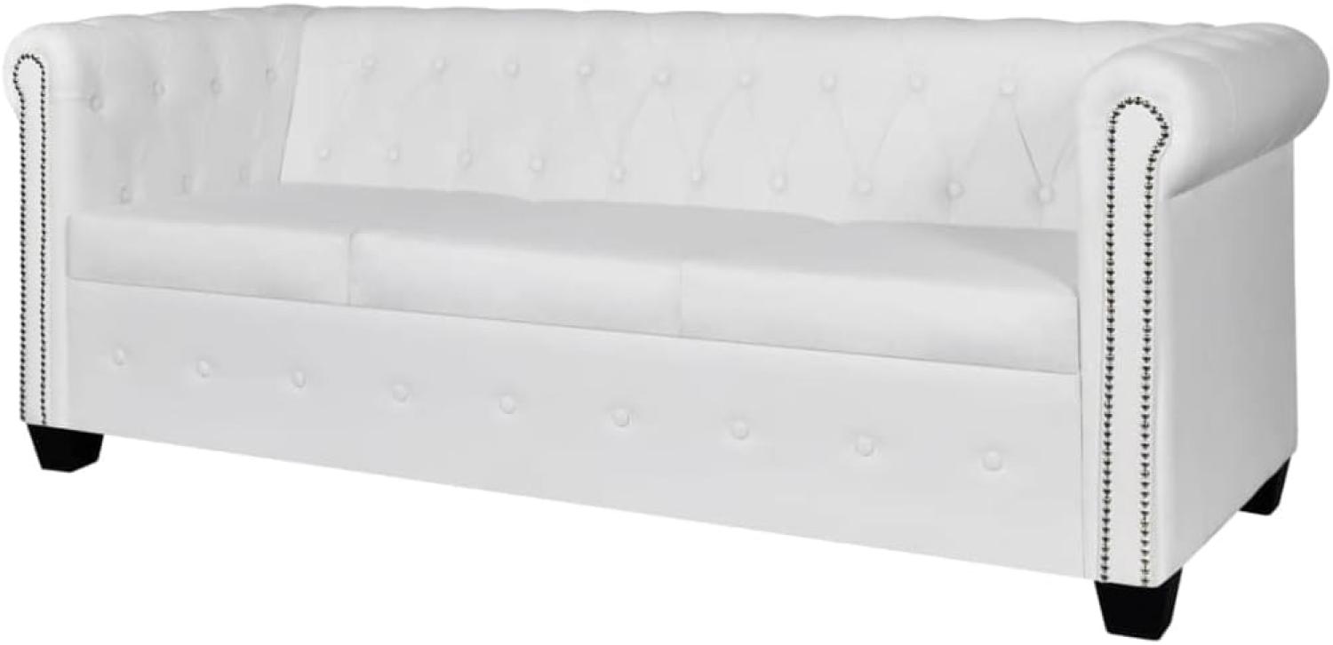 vidaXL Chesterfield-Sofa 3-Sitzer Kunstleder Weiß 242372 Bild 1