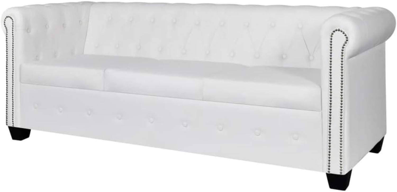 vidaXL Chesterfield Sofa 3-Sitzer Kunstleder Weiß Bild 1