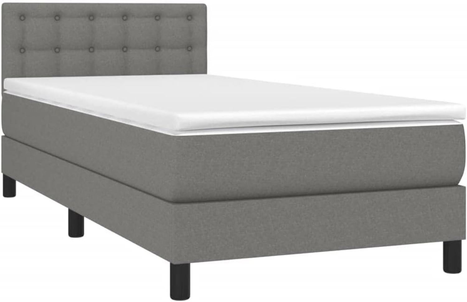 vidaXL Boxspringbett mit Matratze Dunkelgrau 90x200 cm Stoff 3140346 Bild 1