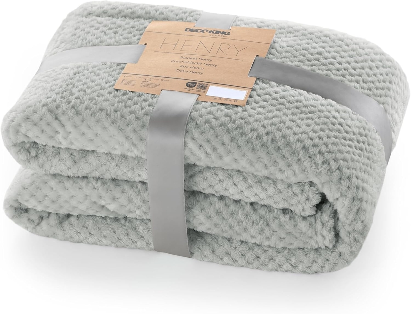 DecoKing Kuscheldecke 220x240 cm Stahl Decke Microfaser Wohndecke Tagesdecke Fleece weich sanft kuschelig skandinavischer Stil grau anthrazit Henry Bild 1