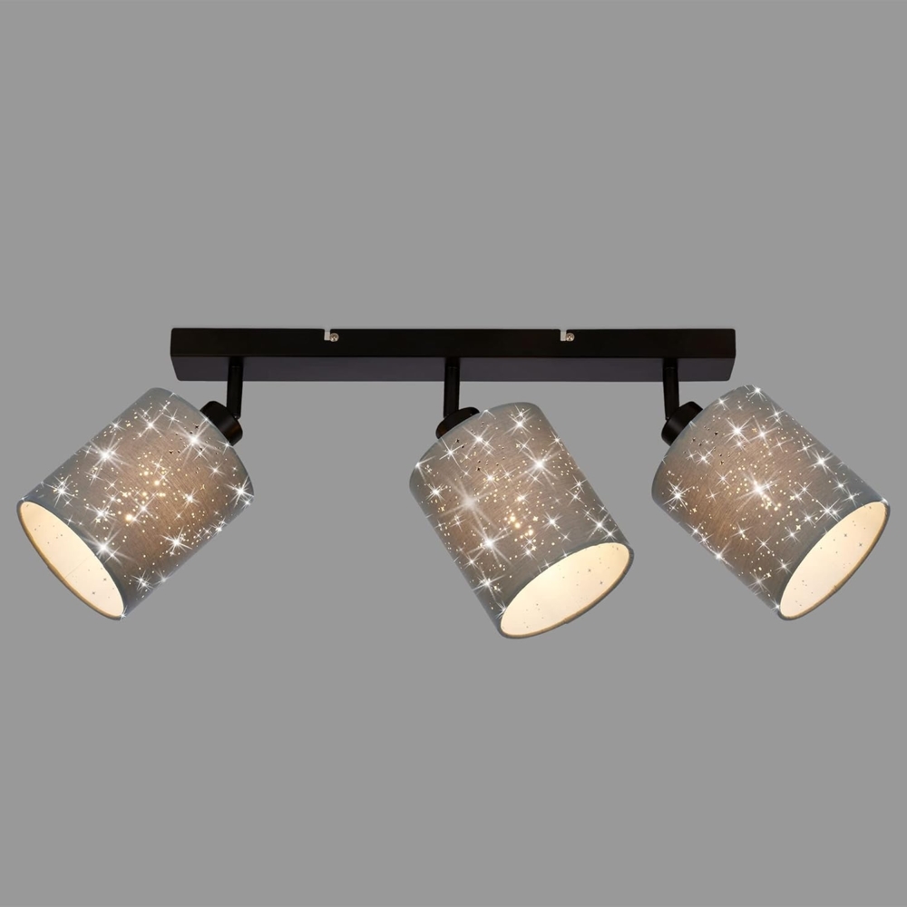 BRILONER - Deckenlampe mit Sternenhimmel, schwenkbar, Lampenschirm aus Stoff, Deckenleuchte, Lampe, Wohnzimmerlampe, Schlafzimmerlampe, Küchenlampe, Flurlampe, 47,5 x 13 x 15,5 cm, Grau Bild 1