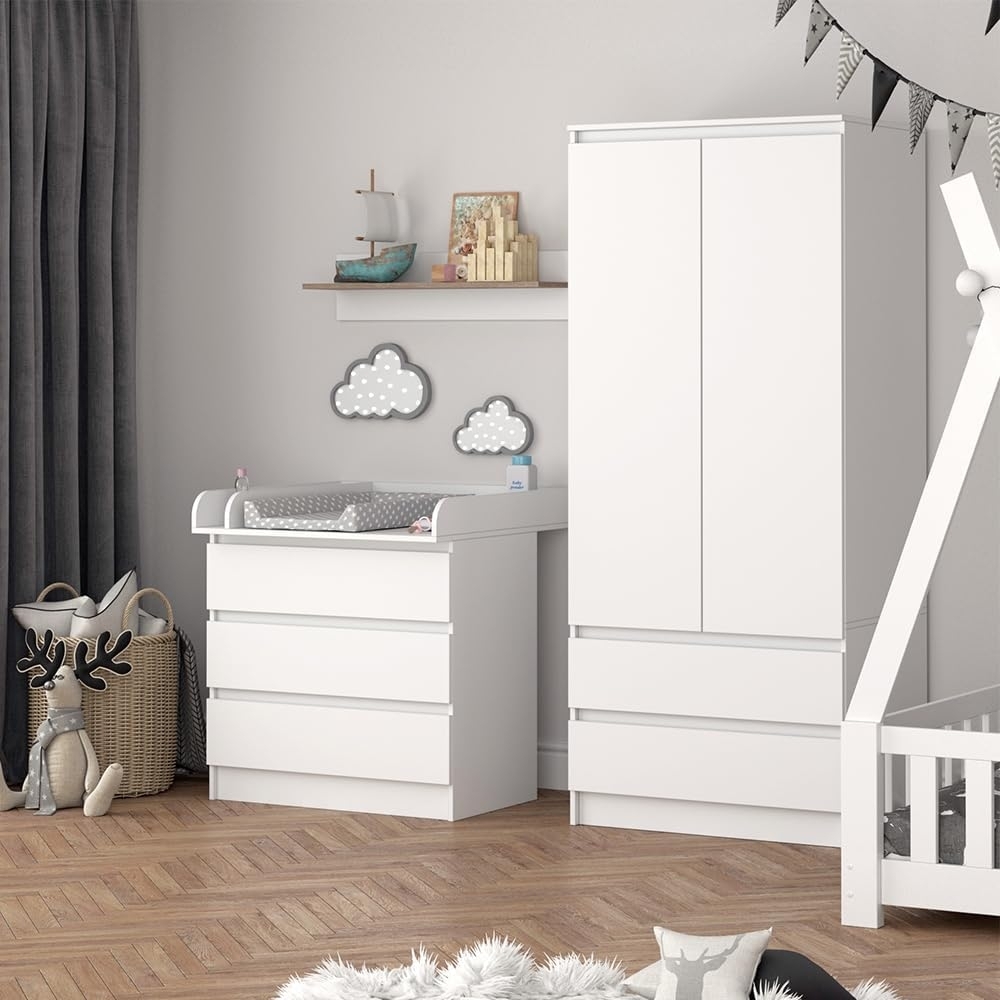 Wickelkommode Emma Weiß 80 x 87 cm mit 3 Schubladen Vicco Bild 1